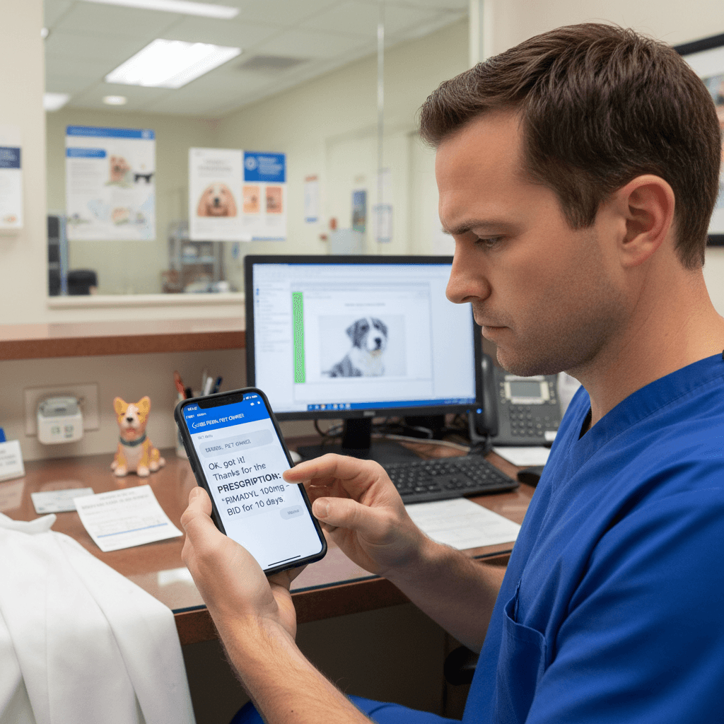 SMS prescription drafts for DVM approval